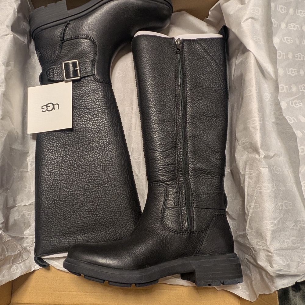 UGG Black Leather Knee-High Boots